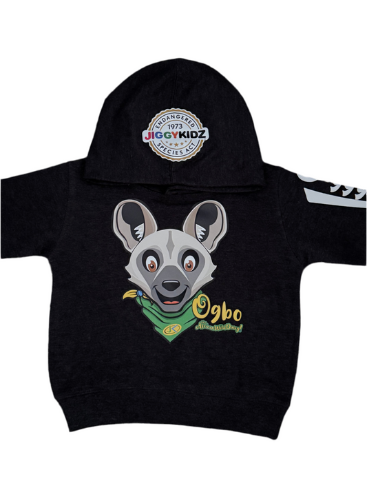 Ogbo the African wild dog hoodie front view