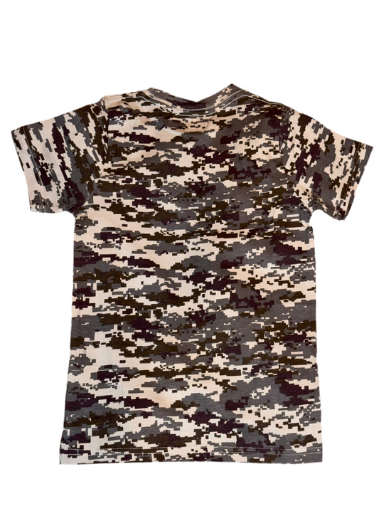 Princess Ella the Snow Leopard Youth Girls Digital Print Camo T-shirt