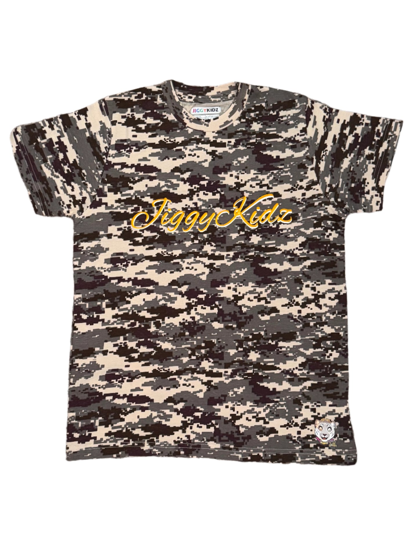 Princess Ella the Snow Leopard Youth Girls Digital Print Camo T-shirt