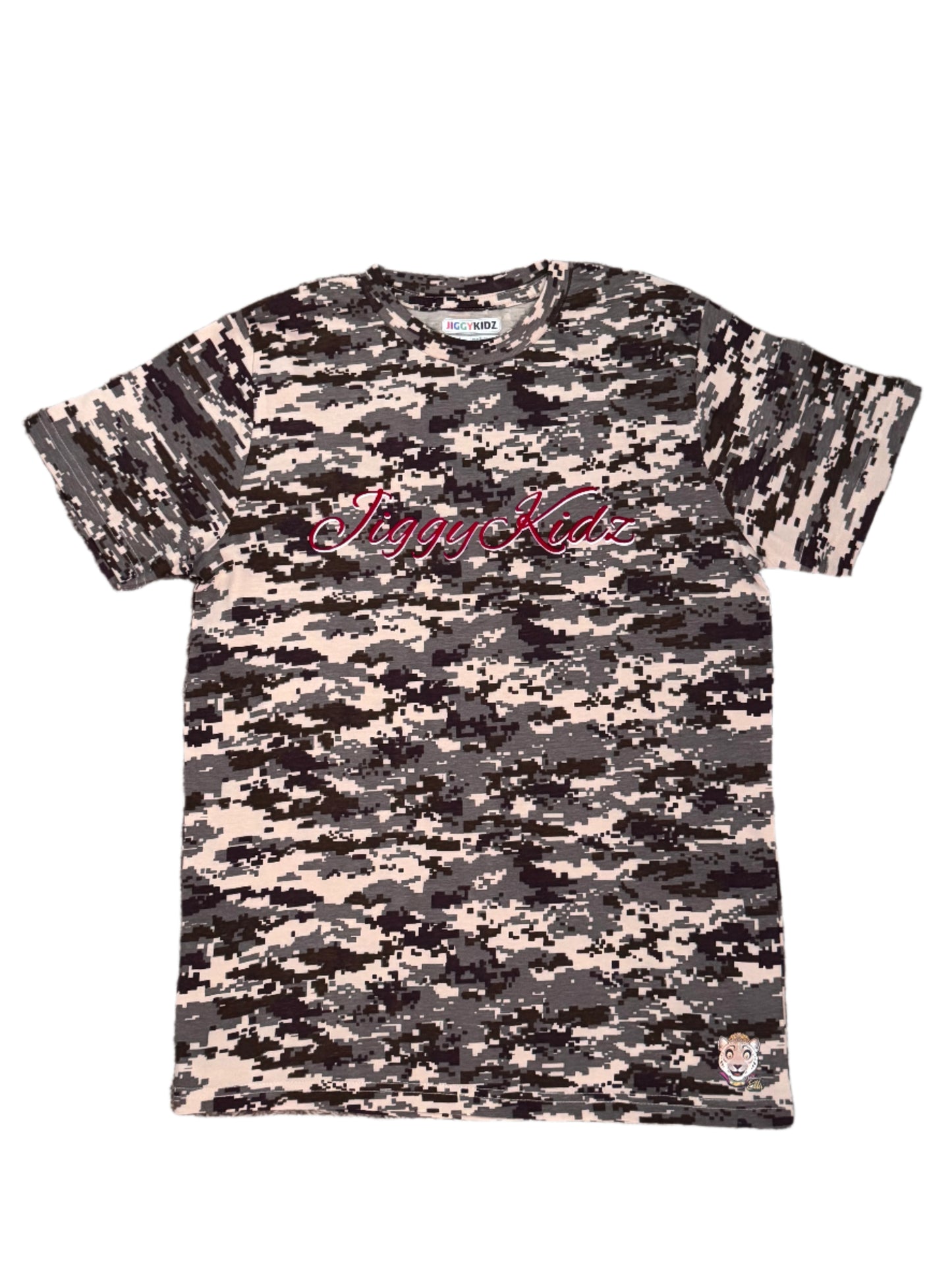 Princess Ella the Snow Leopard Youth Girls Digital Print Camo T-shirt