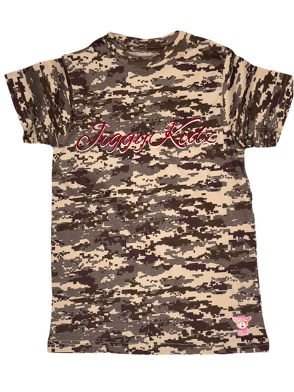 Sandra the Red Sanda Youth Girls Digital Print Camo T-shirt
