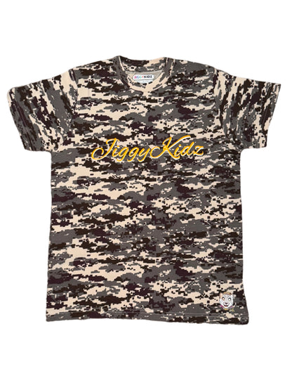 Princess Ella the Snow Leopard Youth Girls Digital Print Camo T-shirt