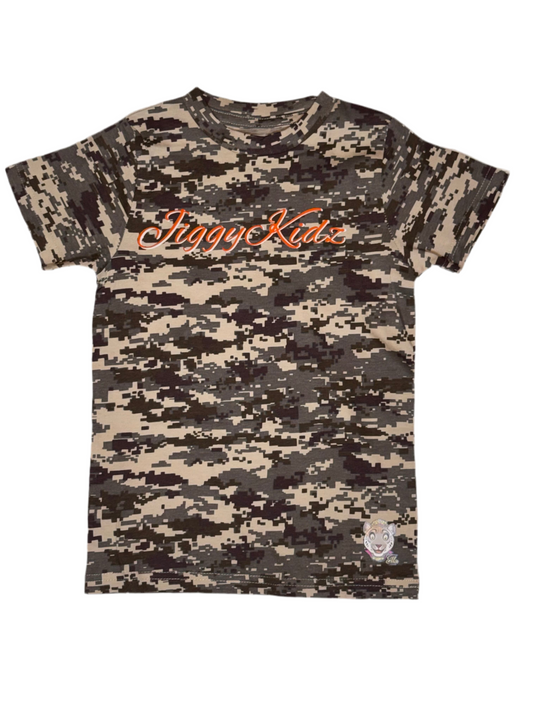 Princess Ella the Snow Leopard Youth Girls Digital Print Camo T-shirt