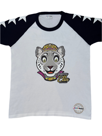 Princess Ella the Snow Leopard Girls All-Star Baseball T-shirt