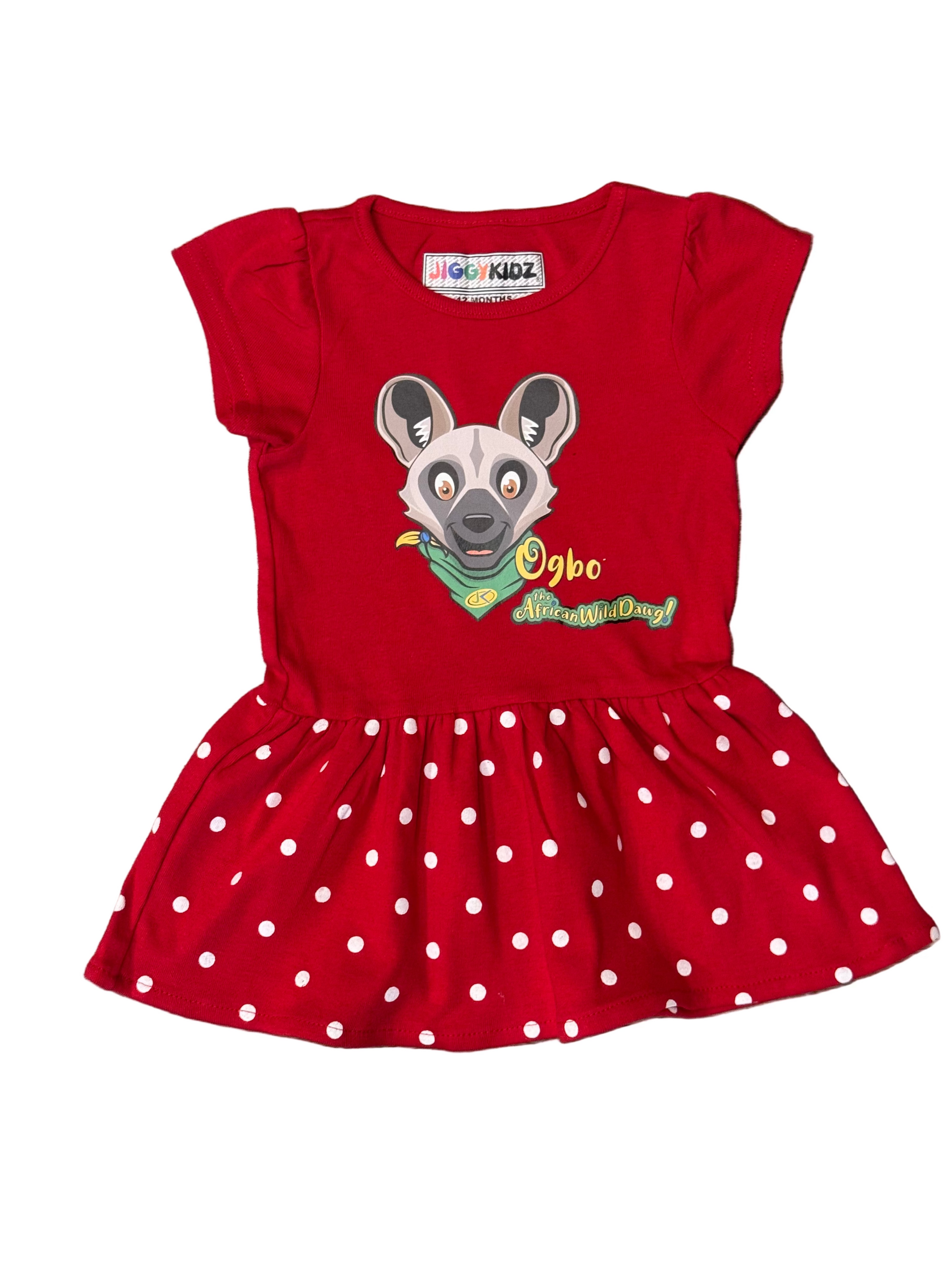 Ogbo the African Wild Dog kids dress front view